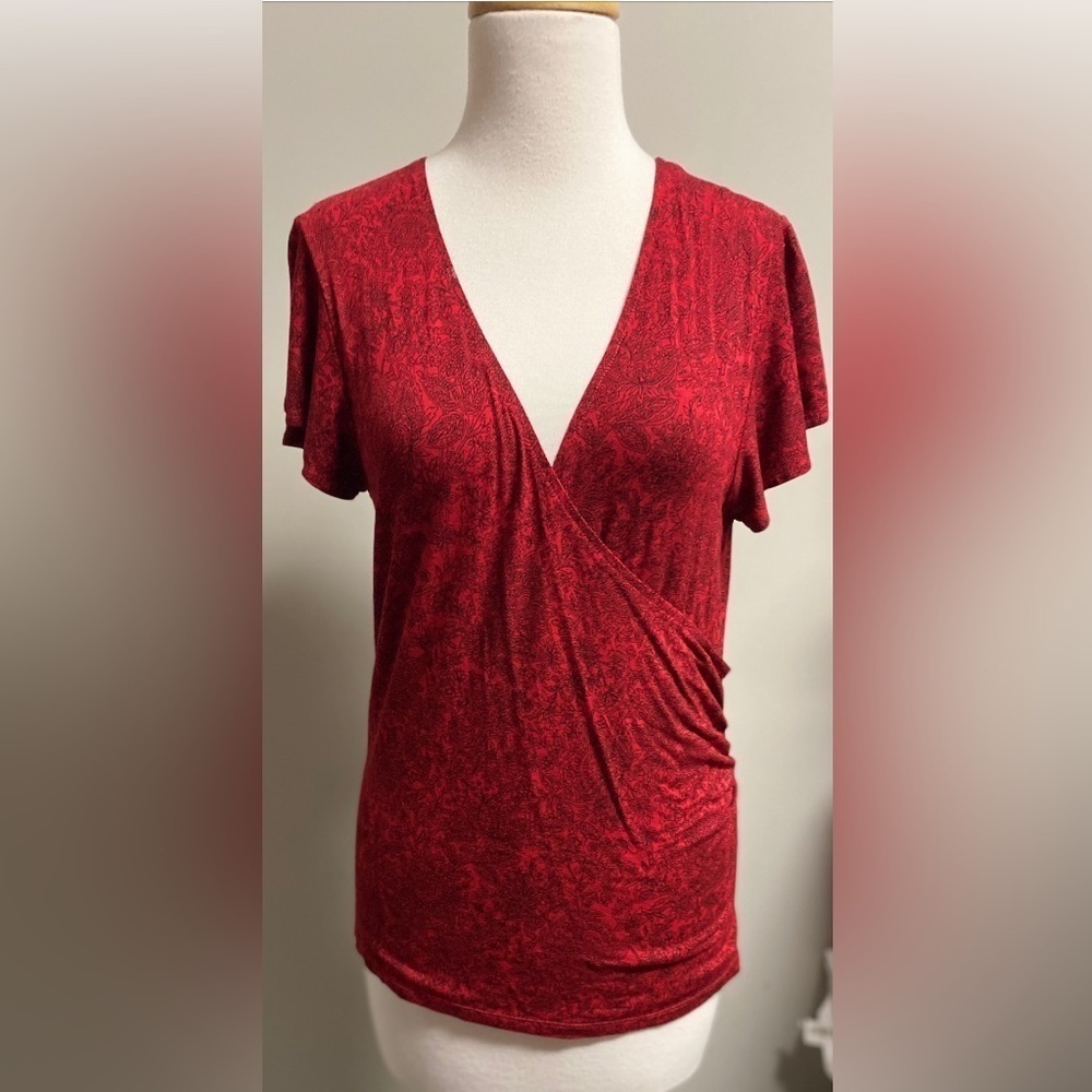 Rafaella‎ wrap style red blouse. Sz-M